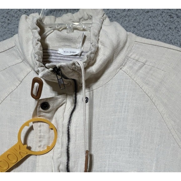 Blu Pepper Pink Beige Utility Jacket S Linen Neutral Beachy Casual Coastal - Picture 9 of 14